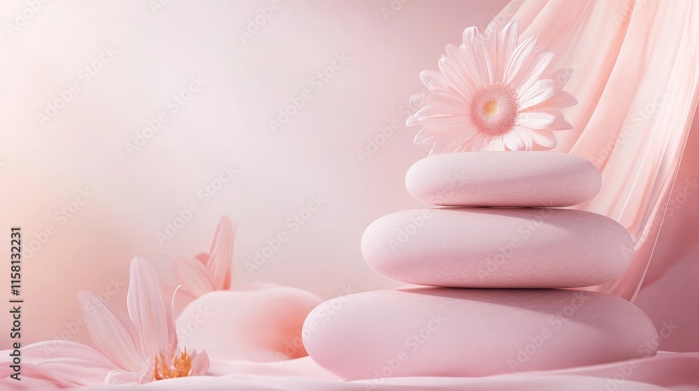 Calm stones and flower for relaxation concept. Calm stones and flower for relaxation concept.
