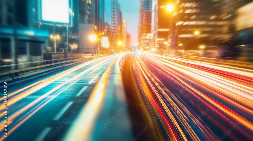 City traffic lights in motion at night. City traffic lights in motion at night.