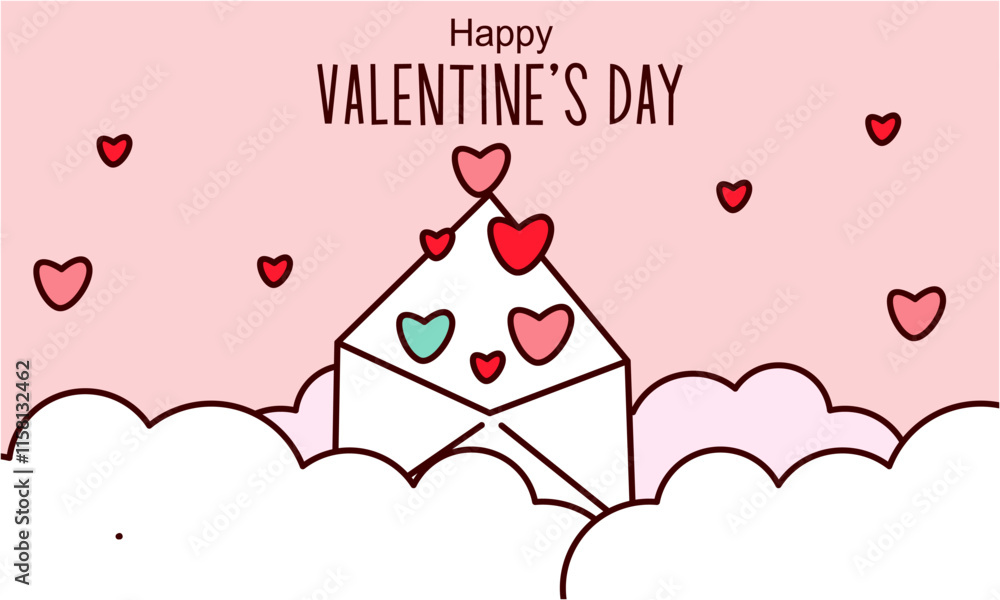 Obraz premium Valentines day background with heart shaped balloons illustration