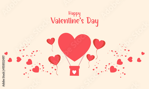 Valentines day background with heart shaped balloons illustration