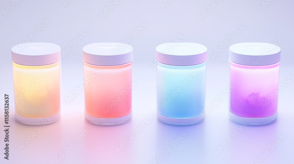 Colorful illuminated jars on a white background. Colorful illuminated jars on a white background.