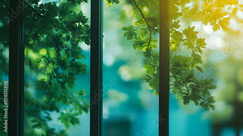 A close-up of the reflection in modern glass window 