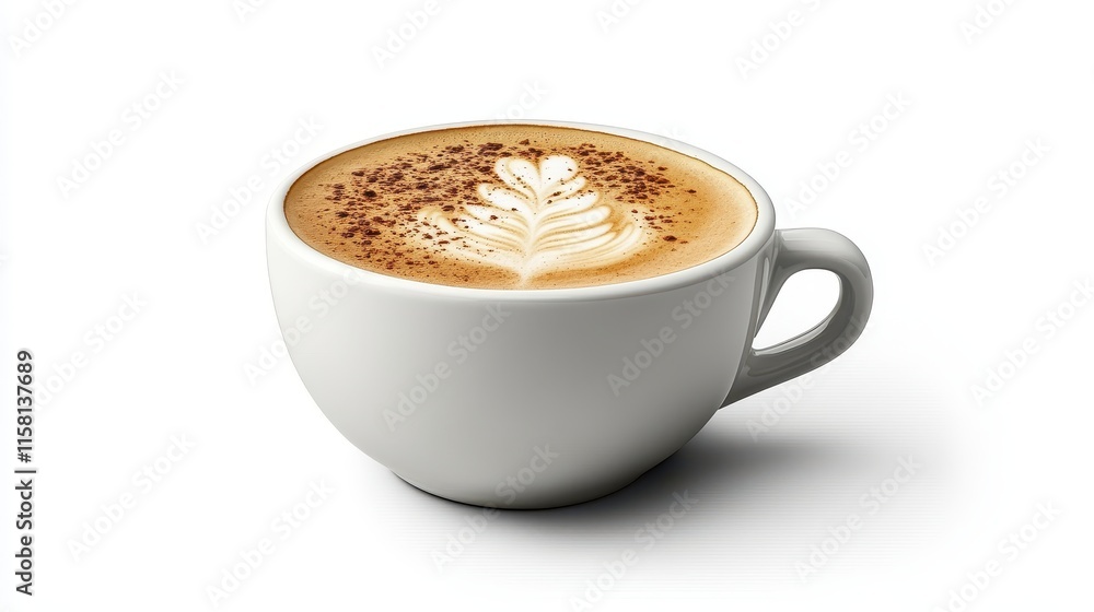 A cup of cappuccino with latte art. A cup of cappuccino with latte art.