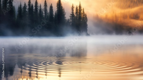 Misty Mountain Lake at Sunrise: Serene Reflection