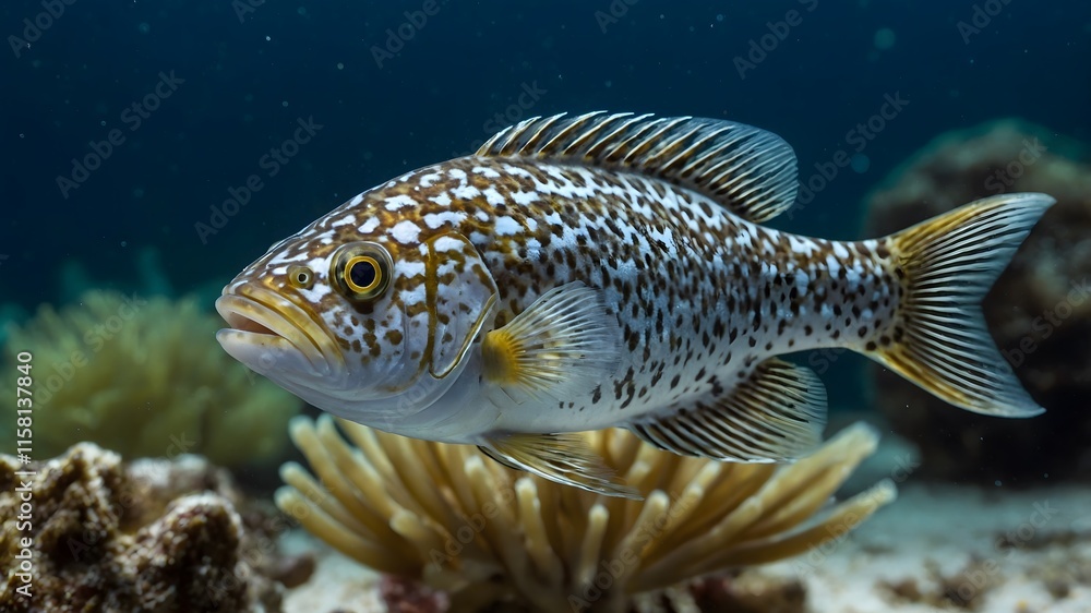 Pedder Galaxias Up Close: A Detailed View of Its Speckled Skin in Its Aquatic Home Pedder Galaxias Up Close: A Detailed View of Its Speckled Skin in Its Aquatic Home