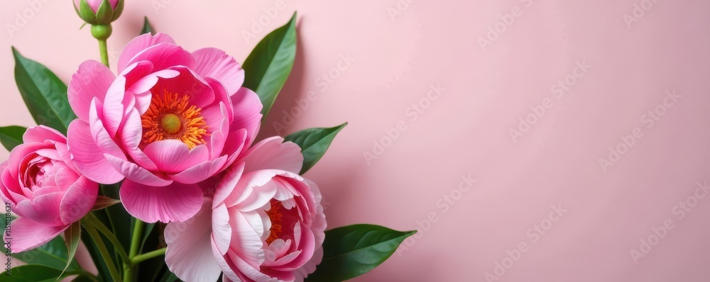 Full frame pink peony and rose bouquet, blank space , peonies, lush Full frame pink peony and rose bouquet, blank space , peonies, lush