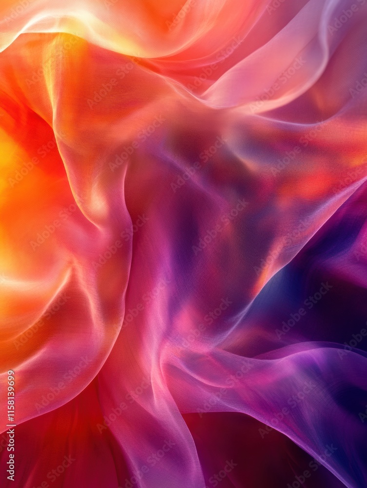 Fototapeta premium Luxurious silk fabric in vibrant colors creating a stunning visual display with plenty of copy space for your text. Generative AI