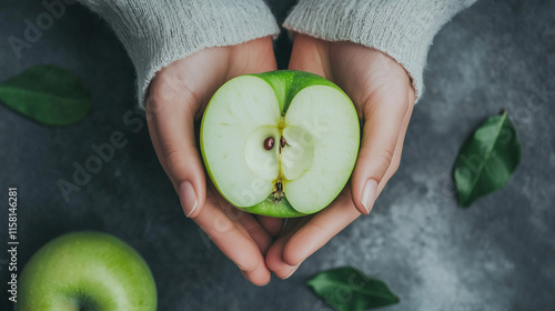 Green Apple in Hands: A clo...