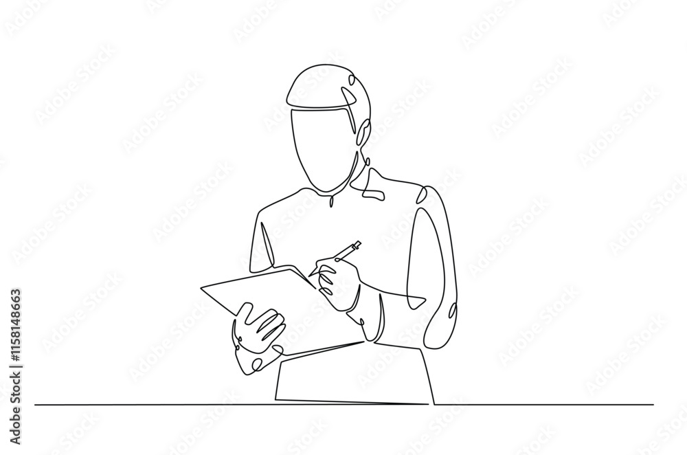 Businessman writing notes continuous one line drawing. Businessman making notes in single line art illustration. Editable vector. Businessman writing notes continuous one line drawing. Businessman making notes in single line art illustration. Editable vector.