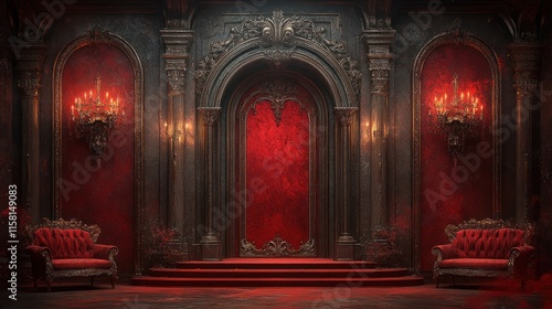 Red Interior. Luxurious Interior of the Royal Palace