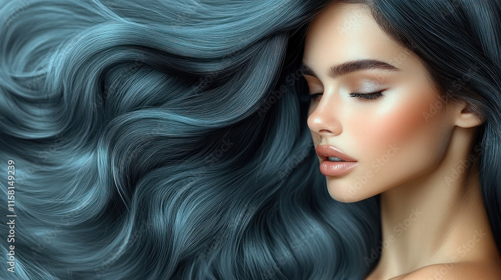 Beautiful woman with long black hair Beautiful woman with long black hair