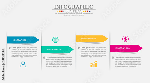 Business Infographic template. Thin line design with icons and 4 options or steps.