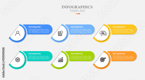 Infographic design business concept vector illustration with 6 steps or options or processes represent work flow or diagram or web button banner