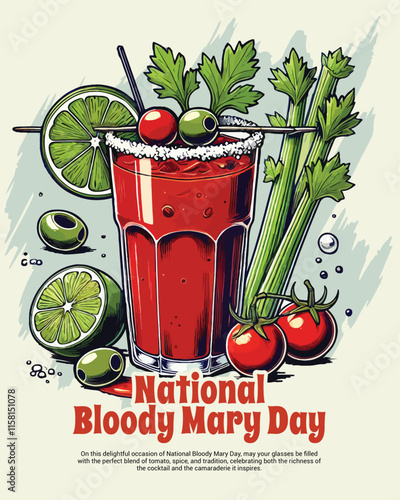 National Bloody Mary Day on January 1st social media post banner template