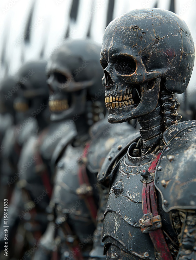 Army of Skeletal Warriors in Dark Armor Army of Skeletal Warriors in Dark Armor