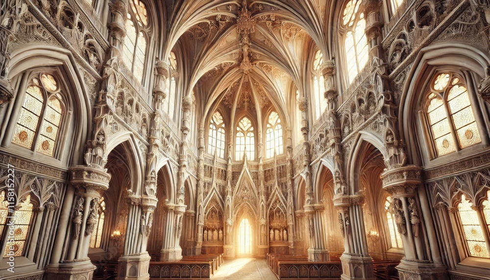 A gothic-style cathedral with ornate arched windows and intricate architectural details, illuminated from the inside, creating a warm and inviting atmosphere,White background, surreal image, ultra cle A gothic-style cathedral with ornate arched windows and intricate architectural details, illuminated from the inside, creating a warm and inviting atmosphere,White background, surreal image, ultra cle