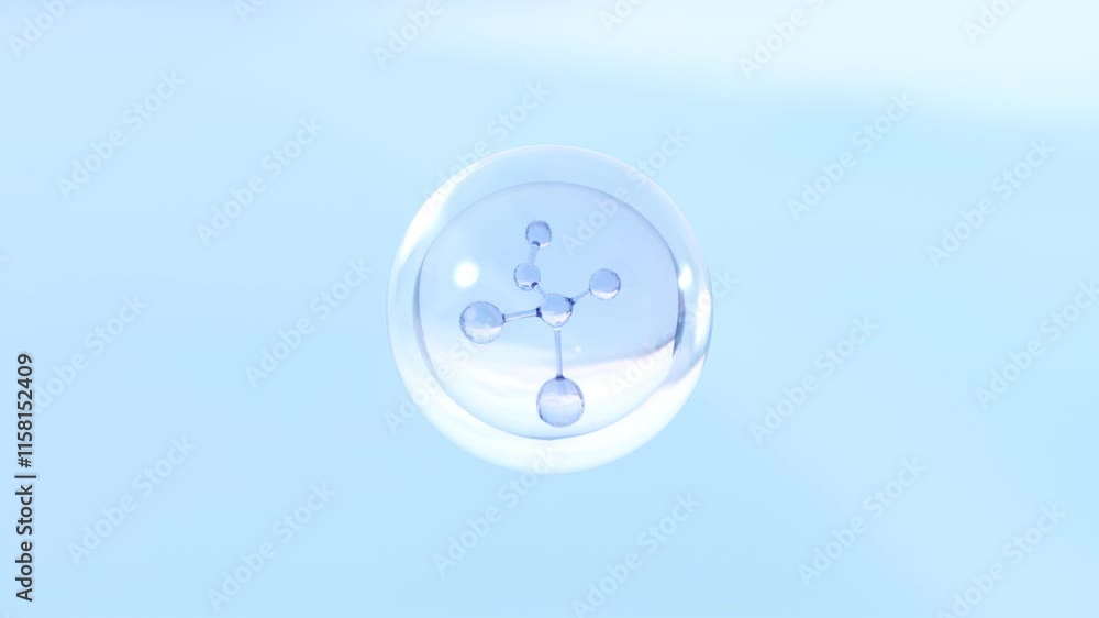 Cosmetic liquid ball with an alpha channel. Oil droplets, serum bubbles, vitamin complete, cosmetic essence, liquid bubbles, gel bubbles, and molecules within a liquid bubble on a water background. Cosmetic liquid ball with an alpha channel. Oil droplets, serum bubbles, vitamin complete, cosmetic essence, liquid bubbles, gel bubbles, and molecules within a liquid bubble on a water background.