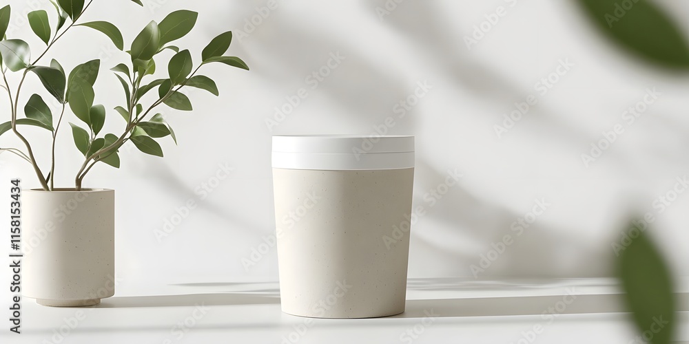A minimalist scene featuring two plant pots on a light surface, emphasizing nature and design. A minimalist scene featuring two plant pots on a light surface, emphasizing nature and design.