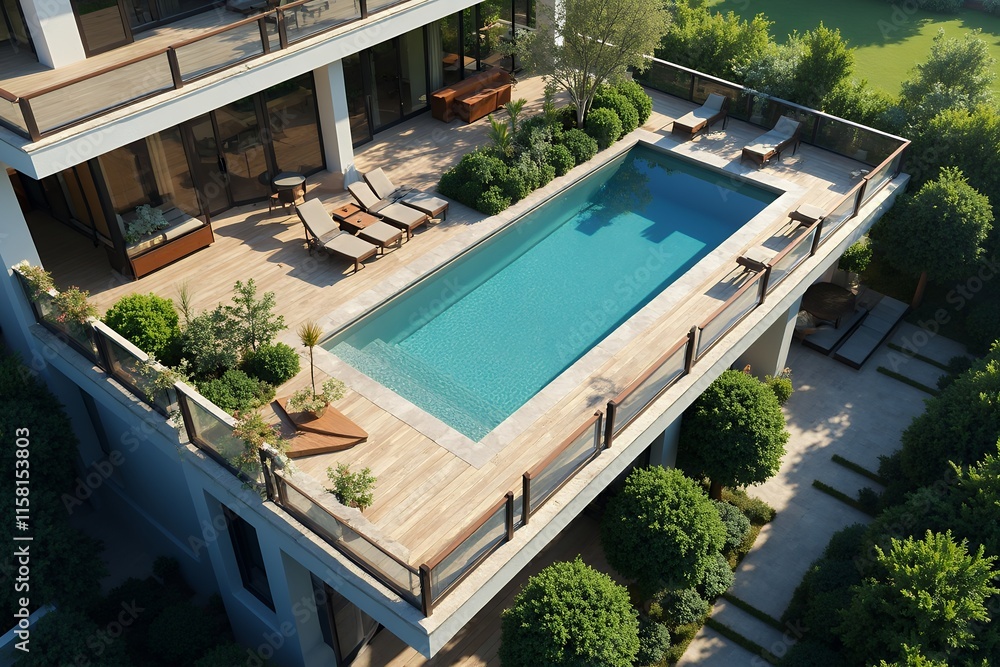 Modern Luxury Home with Infinity Pool and Lush Greenery Modern Luxury Home with Infinity Pool and Lush Greenery