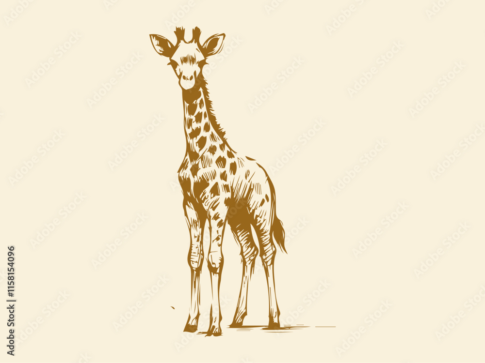 Obraz premium Giraffe Hand Drawn Illustration Vector Isolated
