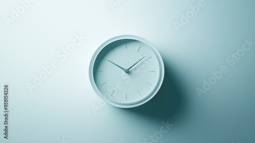 Wallpaper Mural A minimalist wall clock with simple design, showcasing time in a serene blue setting. Torontodigital.ca