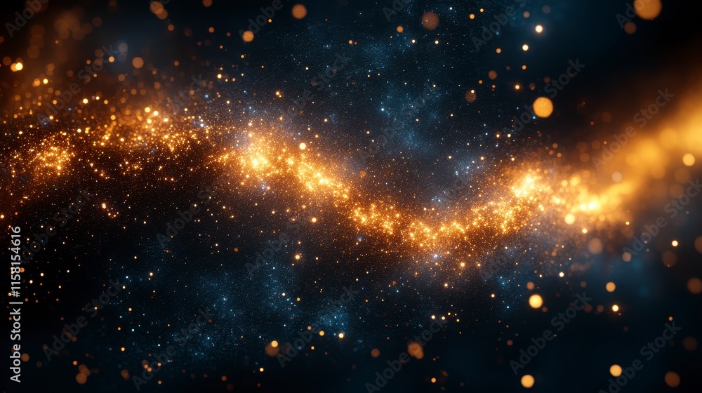Abstract cosmic dust and nebula swirls, glowing particles and energy streams in dark space. Abstract cosmic dust and nebula swirls, glowing particles and energy streams in dark space.