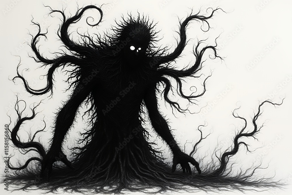 Fototapeta premium Mysterious Dark Figure with Branching Shadows