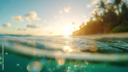 Surfer on Blue Ocean Wave