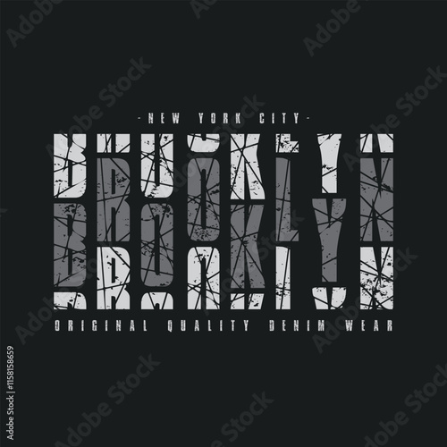 Brooklyn slogan urban denim graphic element design typography t shirt vector for ready print