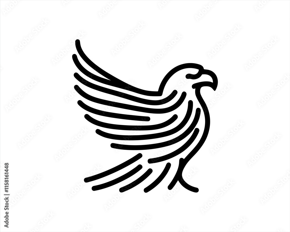 Fototapeta premium Eagle Logo Design Vector Template. Black and white silhouette eagle vector illustration.