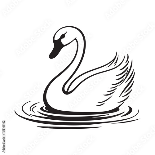 Swan on the water symbol design logo vector. Swan logo Template vector illustration on white background.
