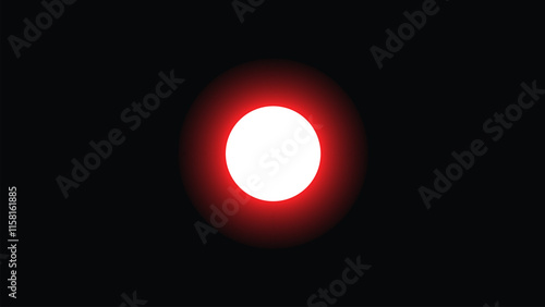 Sun icons. Sun vector icon in red color isolated on black background.