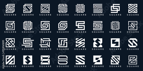 collection of letter S square logo design, icon for business, accounting, consulting, technology, set bundle vector