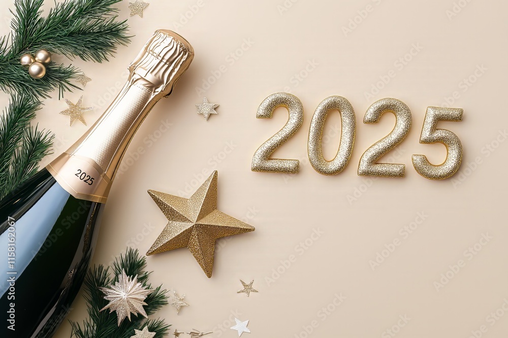 New Year's card with golden numbers New Year's card with golden numbers