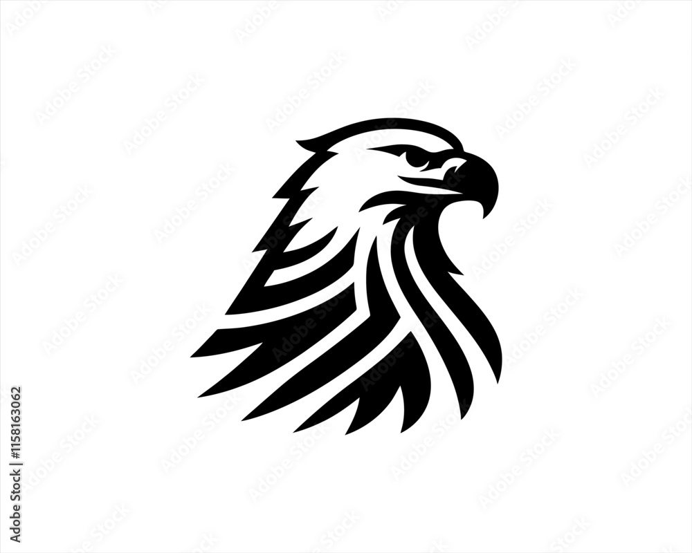Fototapeta premium Eagle Logo Design Vector Template. Black and white silhouette eagle vector illustration.