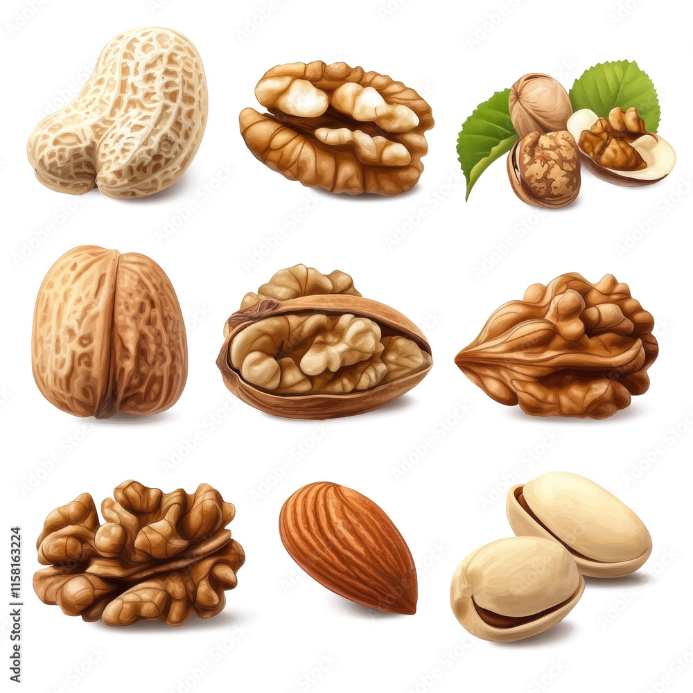 realistic nut isolate on white realistic nut isolate on white