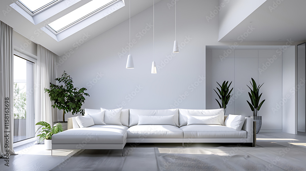 Fototapeta premium Modern simple living room interior design 