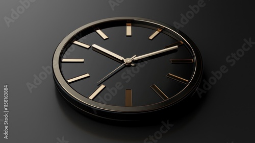 Wallpaper Mural A sleek, modern clock with a black face and gold accents, showcasing timekeeping design. Torontodigital.ca