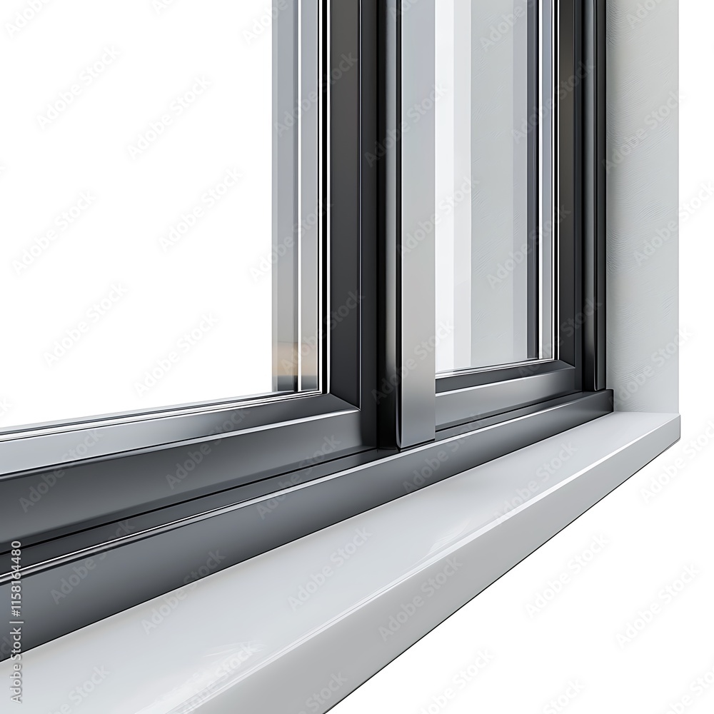 Obraz premium White plastic window on white background. Computer digital drawing.