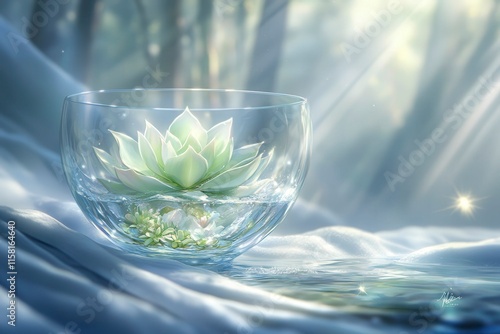 Wallpaper Mural Serene Lotus in Glass Bowl with Gentle Light Torontodigital.ca