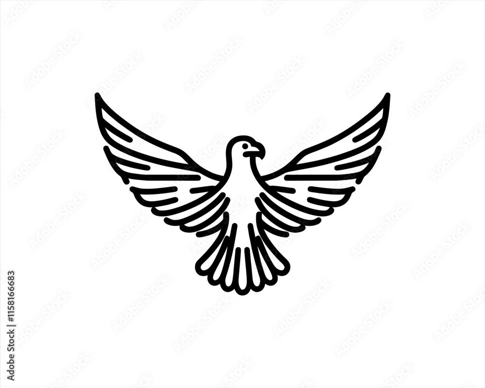 Obraz premium Eagle Logo Design Vector Template. Black and white silhouette eagle vector illustration.