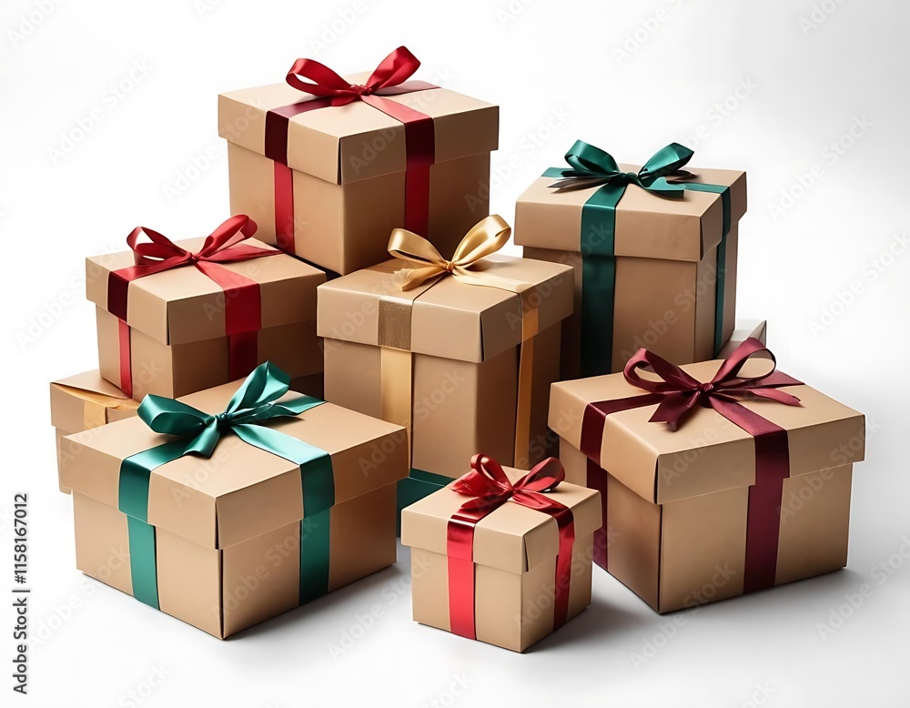 Fototapeta premium A Collection Of Beautifully Wrapped Gift Boxes