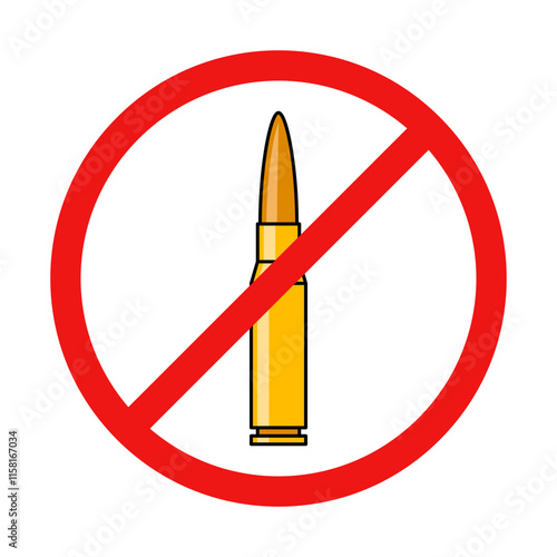 No Bullet Sign on White Background