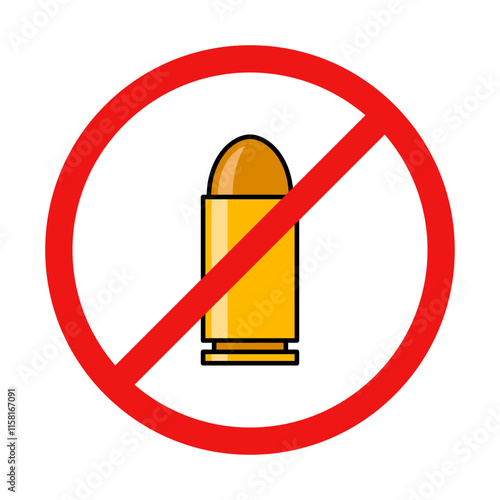 No Bullet Sign on White Background