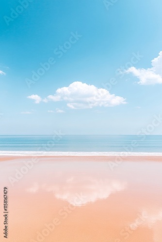 Wallpaper Mural Surreal Coastal Reflection Minimalist Beach Scene with Clouds and Silhouettes Torontodigital.ca