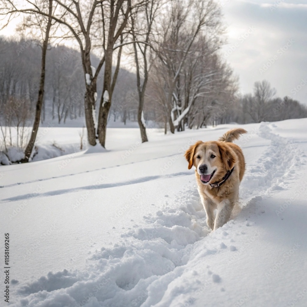 dog in snow. dog in snow.