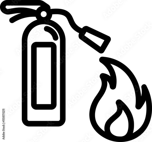 Extinguish Fire Line Icon