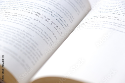 英語のペーパーバックのページを開いて、のんびり読書を楽しんでいるイメージ
