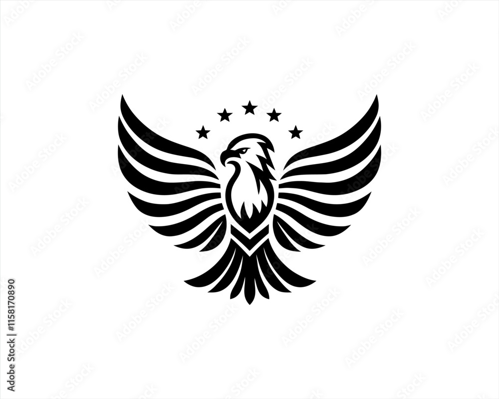 Obraz premium Eagle Logo Design Vector Template. Black and white silhouette eagle vector illustration.