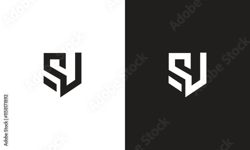 SU logo, monogram unique logo, black and white logo, premium elegant logo, letter SU Vector